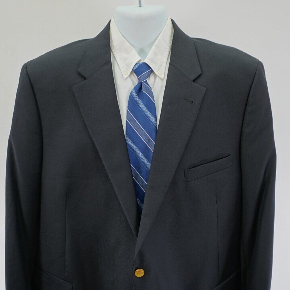Jos A Bank‎ Signature Wool 2 Gold Button Blazer Black 48R Tagged 50S